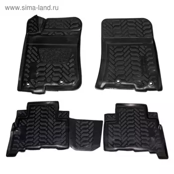 Коврики в салон с подпяточником для Toyota Prado 09-, 4 шт, высокий борт, полиуретан, черные, ACM-PS-80