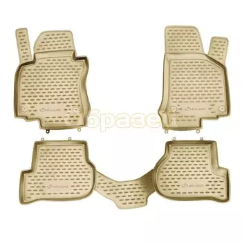 Коврики в салон TOYOTA Highlander, 2010-2014, 4 шт. (полиуретан, бежевые)