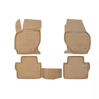 Коврики в салон VOLVO S80 2006-2016, 4 шт. (полиуретан, бежевые)