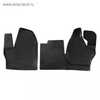 Ковры в салон передние, ГАЗель NEXT 2016+, КПП на панели, выс. борт, полимер., черный