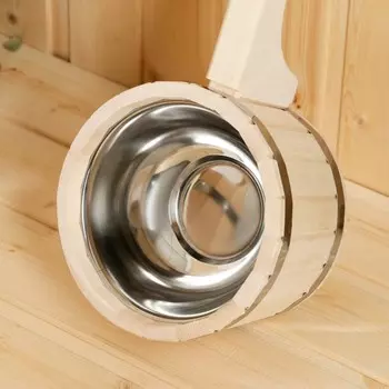 Ковш для бани деревянный 0.9 л, 51 см, ЛИПА, нержавеющая вставка, с горизонтальной ручкой FT