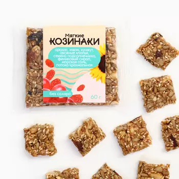 Козинак из мюсли, на финиковом сиропе, БЕЗ САХАРА, 60 г.