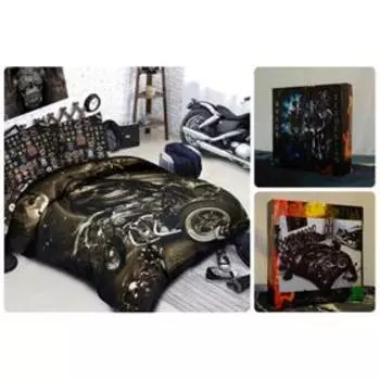 Постельное бельё 1.5 сп «Байкеры», размер 150x215 см, 150x215 см, 70x70 см - 2 шт