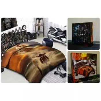 Постельное бельё 1,5 сп «Байкеры», размер 150x215 см, 150x215 см, 70x70 см - 2 шт