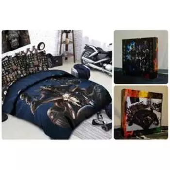 Постельное бельё евро «Байкеры», размер 220x240 см, 200x220 см, 70x70 см - 2 шт