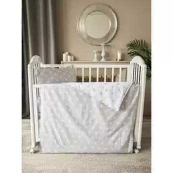 КПБ детский «Горох», размер 60x120 см, 112x147 см, 40x60 см, цвет серый