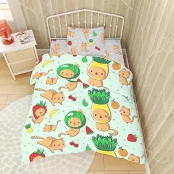 КПБ детское «Котофрукты», размер 150х214 см, 145х215 см, 70х70 см