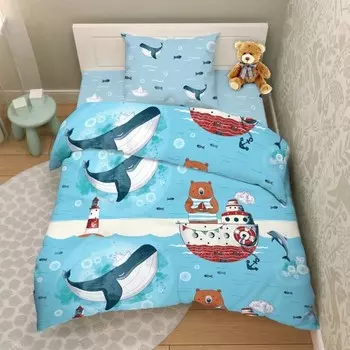 КПБ детское «Морская жизнь», размер 150х214 см, 145х215 см, 70х70 см