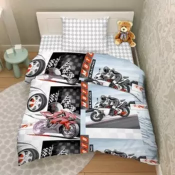 КПБ детское «Мотокросс», размер 150х214 см, 145х215 см, 70х70 см