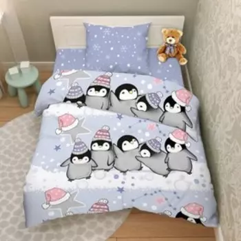 КПБ детское «Зимние забавы», размер 150х214 см, 145х215 см, 70х70 см