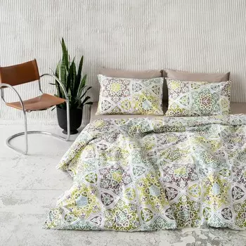 Комплект: пододеяльник с наволочками евро «Диу», размер 215х220 см, 50х70 см - 2 шт, цвет горчичный