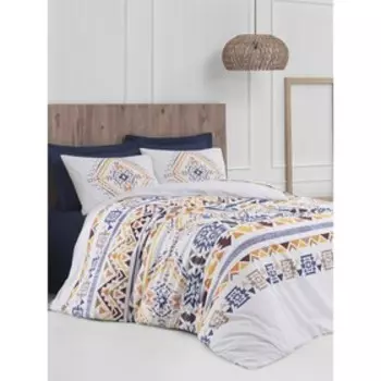 КПБ евро Ethnic, размер 240х260 см, 200x220 см, 50x70 см-2 шт, цвет индиго синий