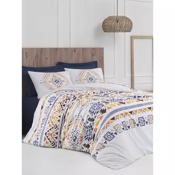 КПБ евро Ethnic, размер 240х260 см, 200x220 см, 50x70 см-2 шт, цвет индиго синий