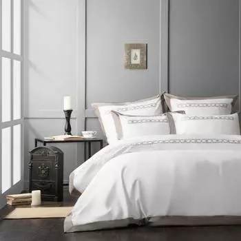 Постельное бельё евро «Хоуп», размер 220x240 см, 200x220 см, 50x70 см - 2 шт, 70x70 см - 2 шт, цвет белый