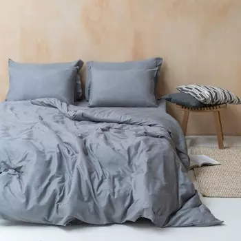 Постельное бельё евро «Коста», размер 240х260 см, 200х220 см, 50х70 см - 4 шт, цвет серый