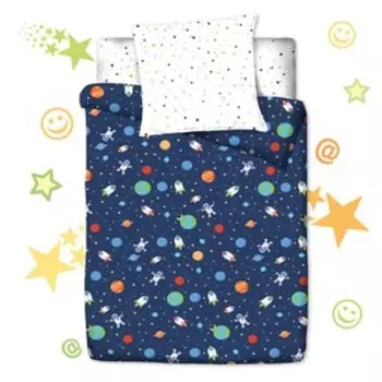 Постельное бельё 1.5 сп «Космос», размер 150x215 см, 145x215 см, 70x70 см