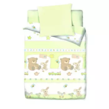 КПБ «Любимые игрушки», размер 100 х 138 см, 112 х 147 см, 40 х 60 см, цвет зелёный