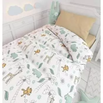 Постельное бельё 1,5 сп «Зоопарк», размер 60x120 см, 110x140 см, 40x60 см