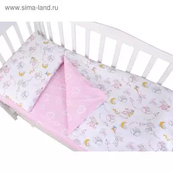 Постельное бельё детское, размер 75х125 см, 112х147 см, 40х60 см, принт мышата в облаках, поплин
