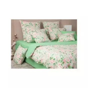 КПБ «Сакура», дуэт, размер 220 × 240 см, 145 × 210 см - 2 шт, 70 × 70 см - 2 шт, фисташковый