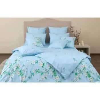 КПБ «Шафран голубой» 1,5 сп, размер 180 x 220 см, 145 x 210 см, 70 x 70 см - 2 шт.