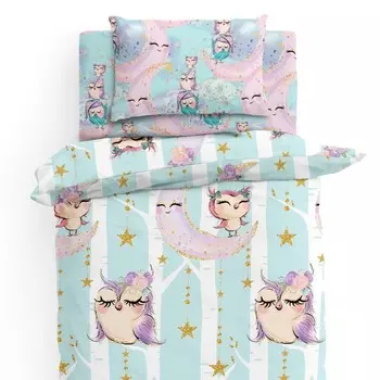 КПБ «Sleps owls» детский, размер 214x150 см, 217x143 см, 70x70 см-2 шт.