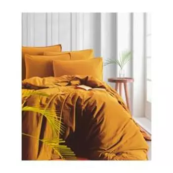КПБ Stonewash евро, размер 240x260 см, 200x220 см, 70x70 см - 2 шт., 50x70 см - 2 шт., цвет горчичный