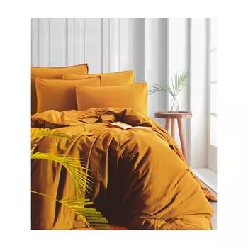 КПБ Stonewash евро, размер 240x260 см, 200x220 см, 70x70 см - 2 шт., 50x70 см - 2 шт., цвет горчичный