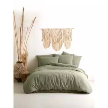 КПБ Stonewash евро, размер 240x260 см, 200x220 см, 70x70 см - 2 шт., 50x70 см - 2 шт., цвет зеленый