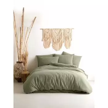 КПБ Stonewash евро, размер 240x260 см, 200x220 см, 70x70 см - 2 шт., 50x70 см - 2 шт., цвет зеленый