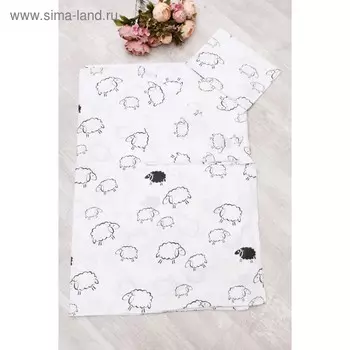 КПБ WB 1,5 сп, размер 150 × 210 см, 145 × 210 см, 50 × 70 см, белый, овечки