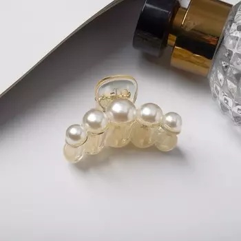 Краб для волос «Абигаль», дуга круги, 4 см, белый