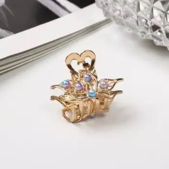 Краб для волос «Адель», бабочка, 2.5 см, золото