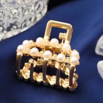 Краб для волос «Аманда», дуга жемчуг, 2.5 см, золото