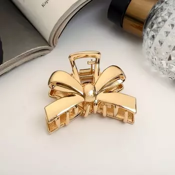 Крабик для волос «Анисия», бантик, 6 см, золото