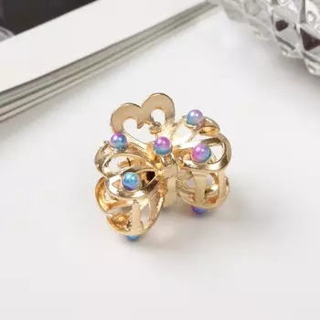 Крабик для волос «Арья», бант, 2.5 см, золото