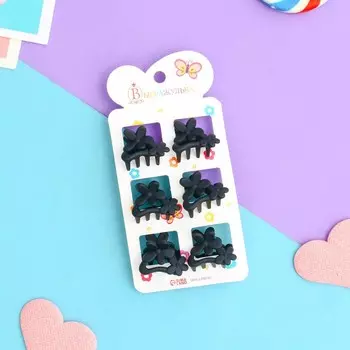 Крабик для волос«Ариэлла», набор 6 шт., ромашки дуга, 2.5 см, чёрный