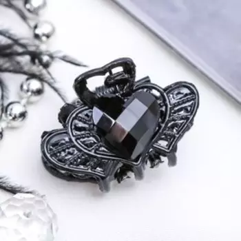 Крабик для волос «Чёрные кружева», сердечко, 2.5 см, чёрный