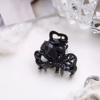 Крабик для волос «Чёрный ажур», цветок, 2.3 см