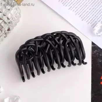 Крабик для волос «Чёрный бархат», листочки, 8.5 см, матовый