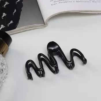 Краб для волос «Джина», волна, 7 см, чёрный