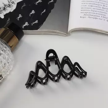 Краб для волос «Джина», волны, 7 см, чёрный