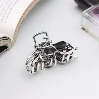 Краб для волос «Джум», веточка, 5 см, серебро