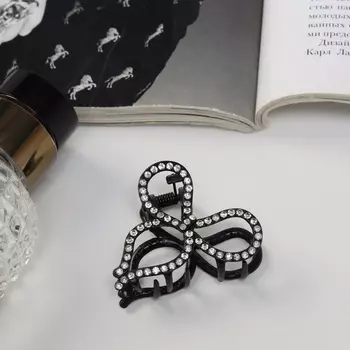 Крабик для волос «Джун», бант, 4.5 см, чёрный