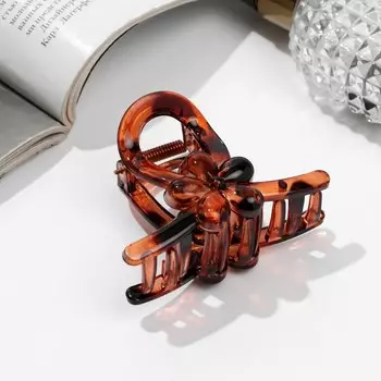 Крабик для волос «Глянец», цветок петля, 7 см, МИКС