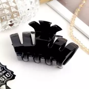 Краб для волос «Глянец», петельки, 6.5 см, чёрный