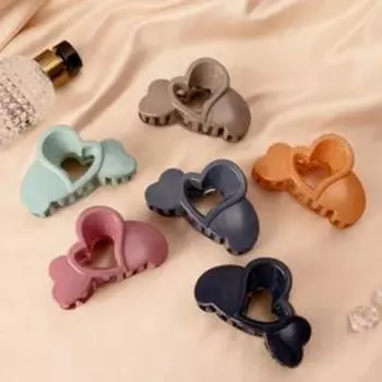 Краб для волос "Глянец" тройное сердце, 8,5х5 см, микс