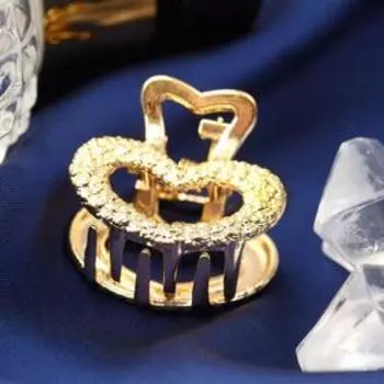 Краб для волос "Голда" сердце, 2,5 см, золото