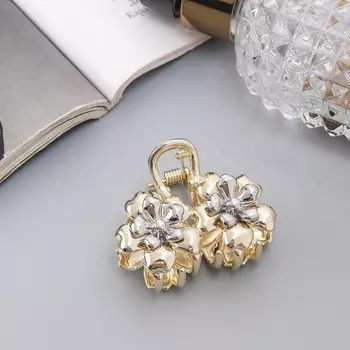 Крабик для волос «Хизер», цветы, 4 см, золото