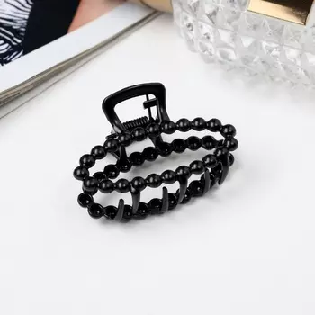 Крабик для волос «Иви», овал, 4.5 см, чёрный